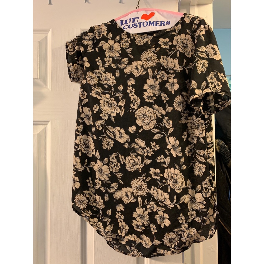 Black floral shirt